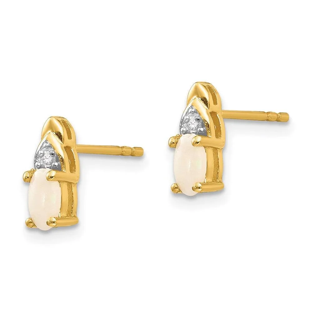 14K Diamond & Opal Earrings