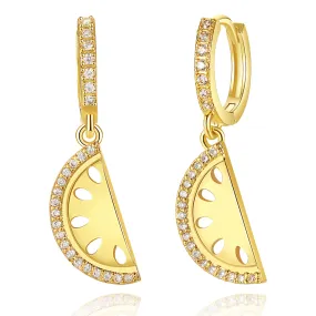 14K Gold Dangle Drop Hoop Earrings for Women Girls- Watermelon