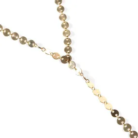 14K GOLD DISC LARIAT NECKLACE