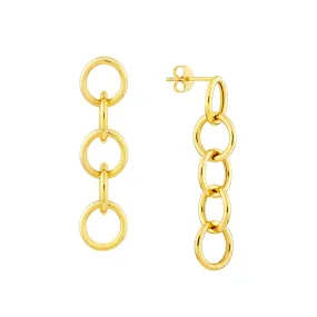 14k Gold Endless Link Dangle Earrings