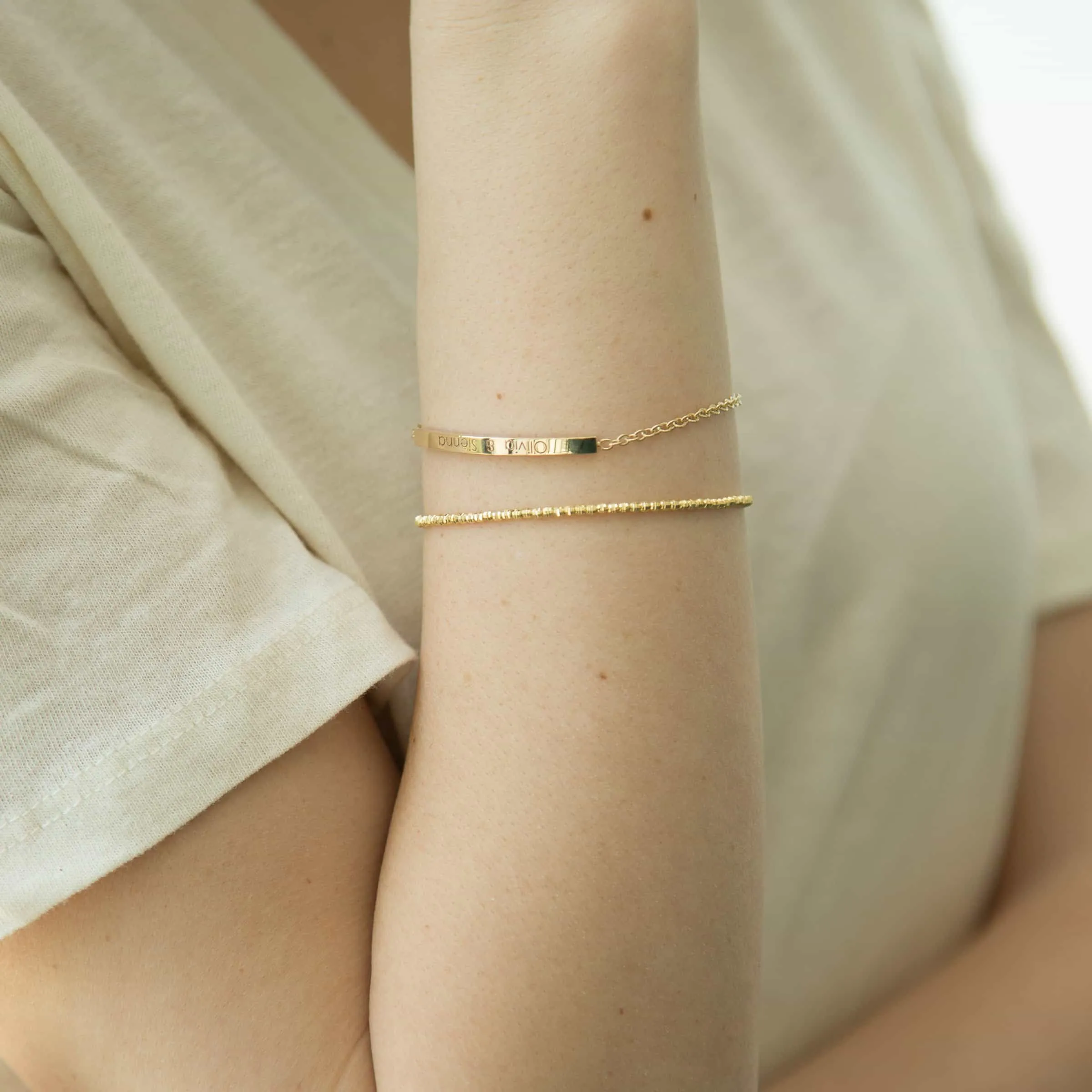 14K Gold Moon Cut Bracelet