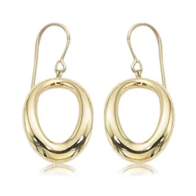 14k Small Oval Dangle Drop Earrings