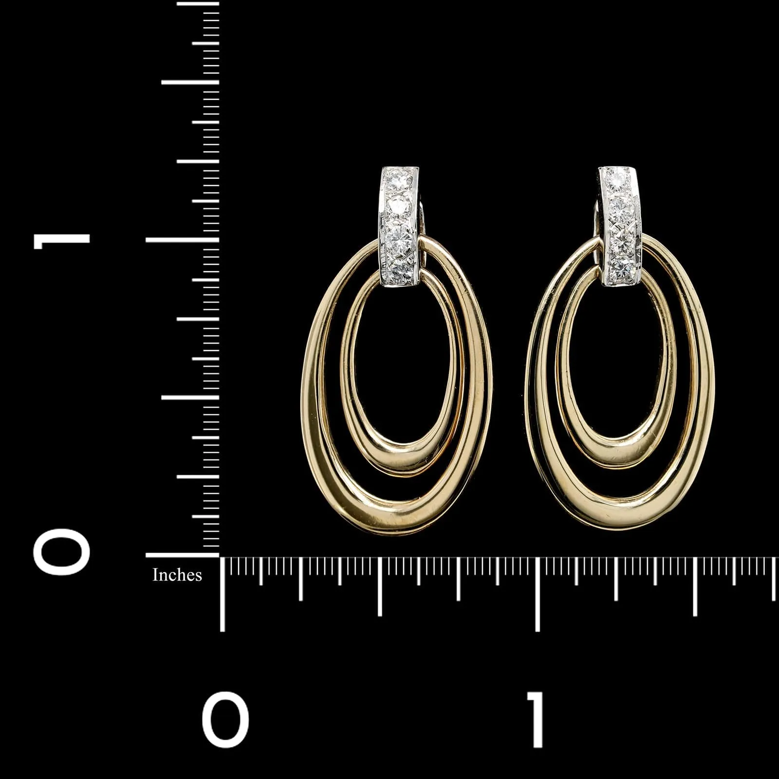 14K Two-tone Estate Diamond Drop Earrings