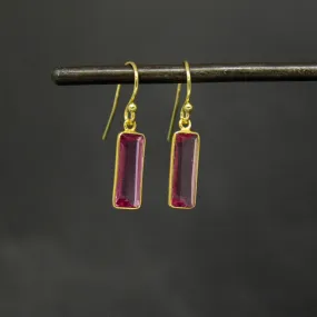 18ct Gold Vermeil Faceted Pink Quartz Drop Earrings