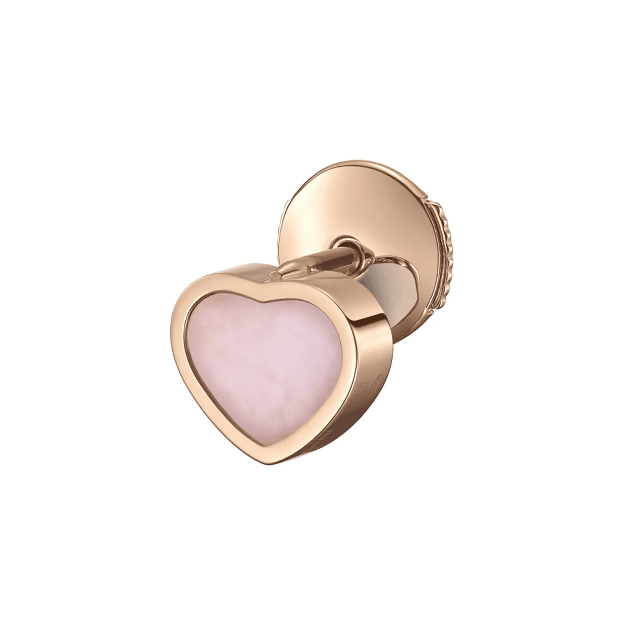 18ct Rose Gold My Happy Hearts Pink Opal Single Stud Earring