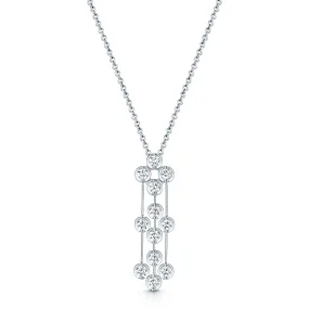 18ct White Gold Diamond Twelve Stone Three Strand Bar Pendant