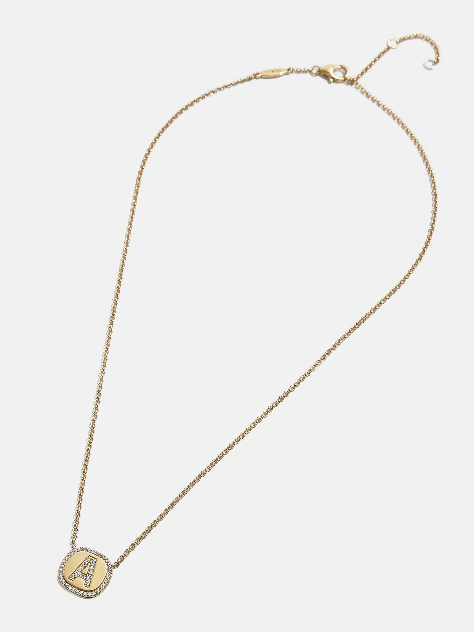 18K Gold Initial Custom Pendant Necklace - Clear/Gold