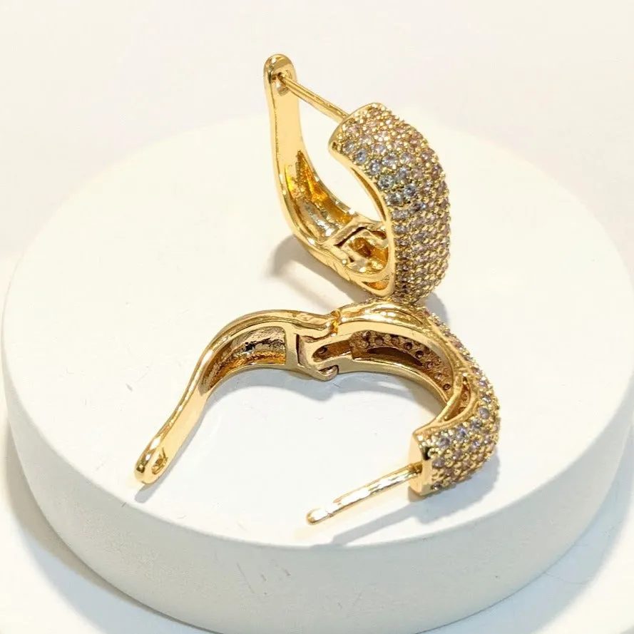 18K Gold Plated Zirconia Square Loops Earring