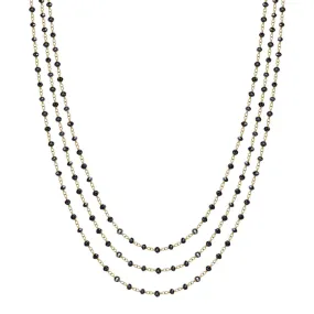 18K Gold Three Strand Black Diamond Chain