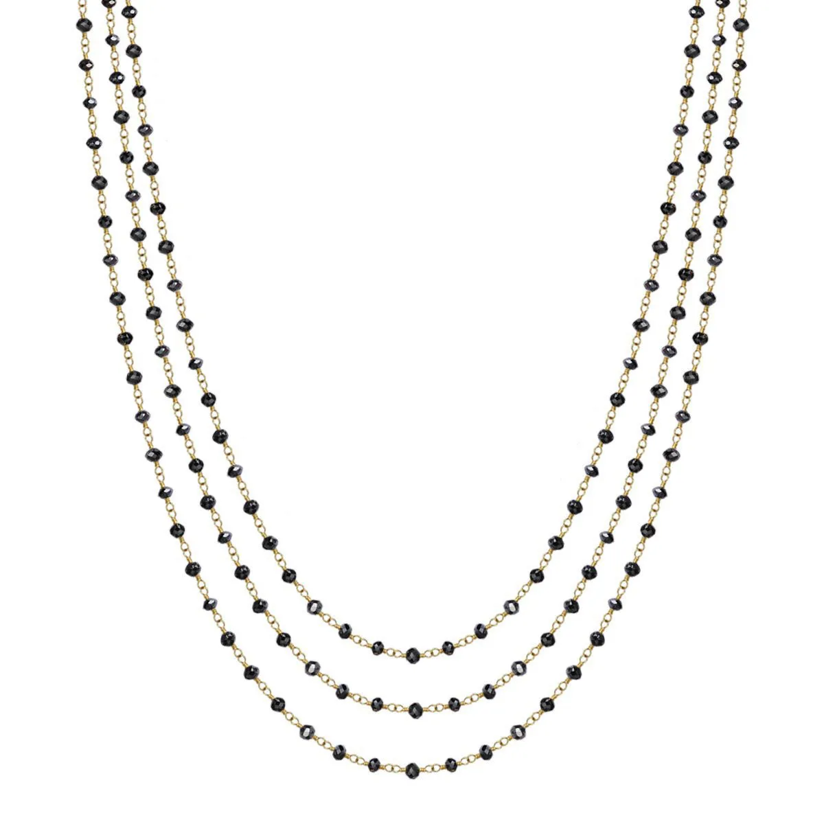 18K Gold Three Strand Black Diamond Chain