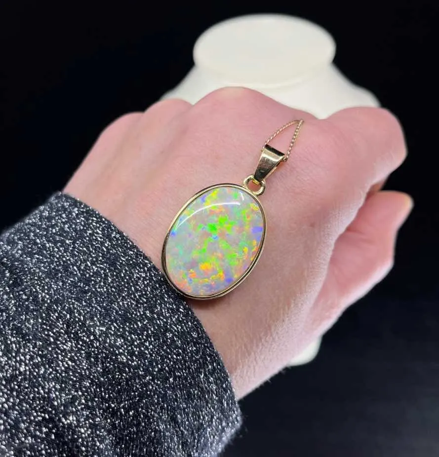 1940s Solid Opal Lightning Ridge Pendant