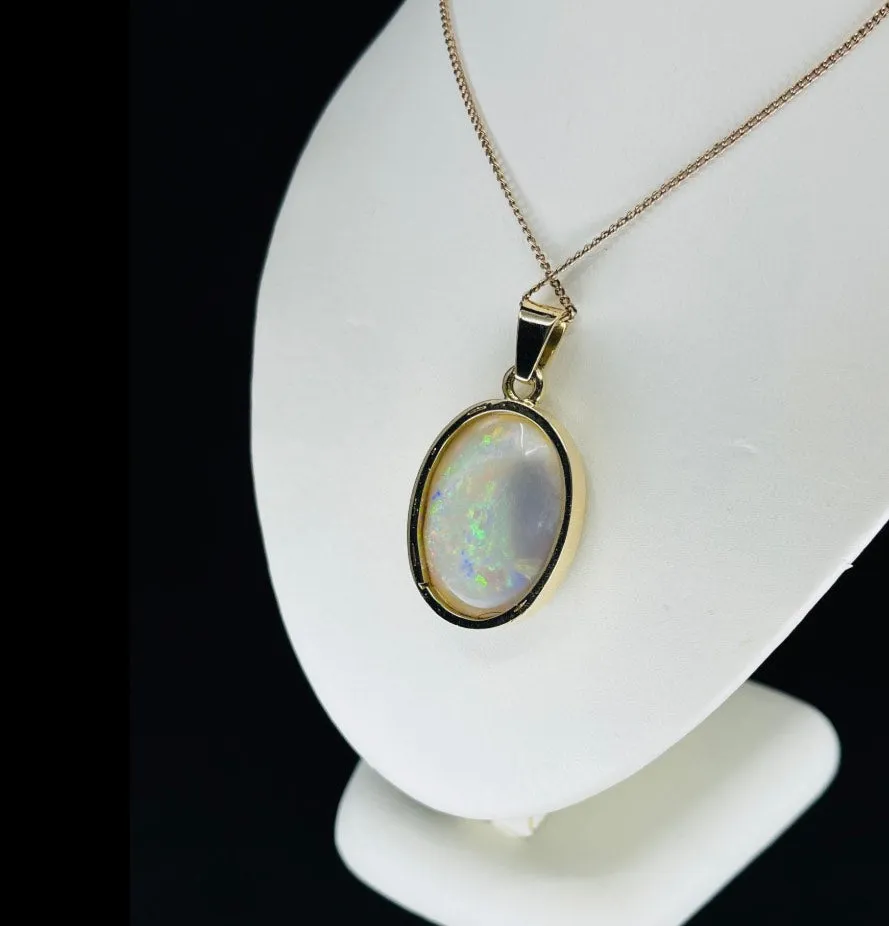 1940s Solid Opal Lightning Ridge Pendant