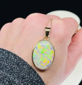 1940s Solid Opal Lightning Ridge Pendant