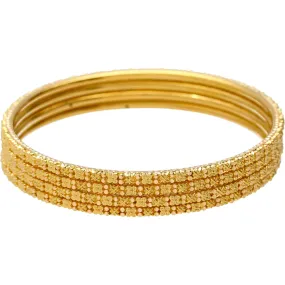 22K Gold Thin Beaded Filigree Bangle Set of 4