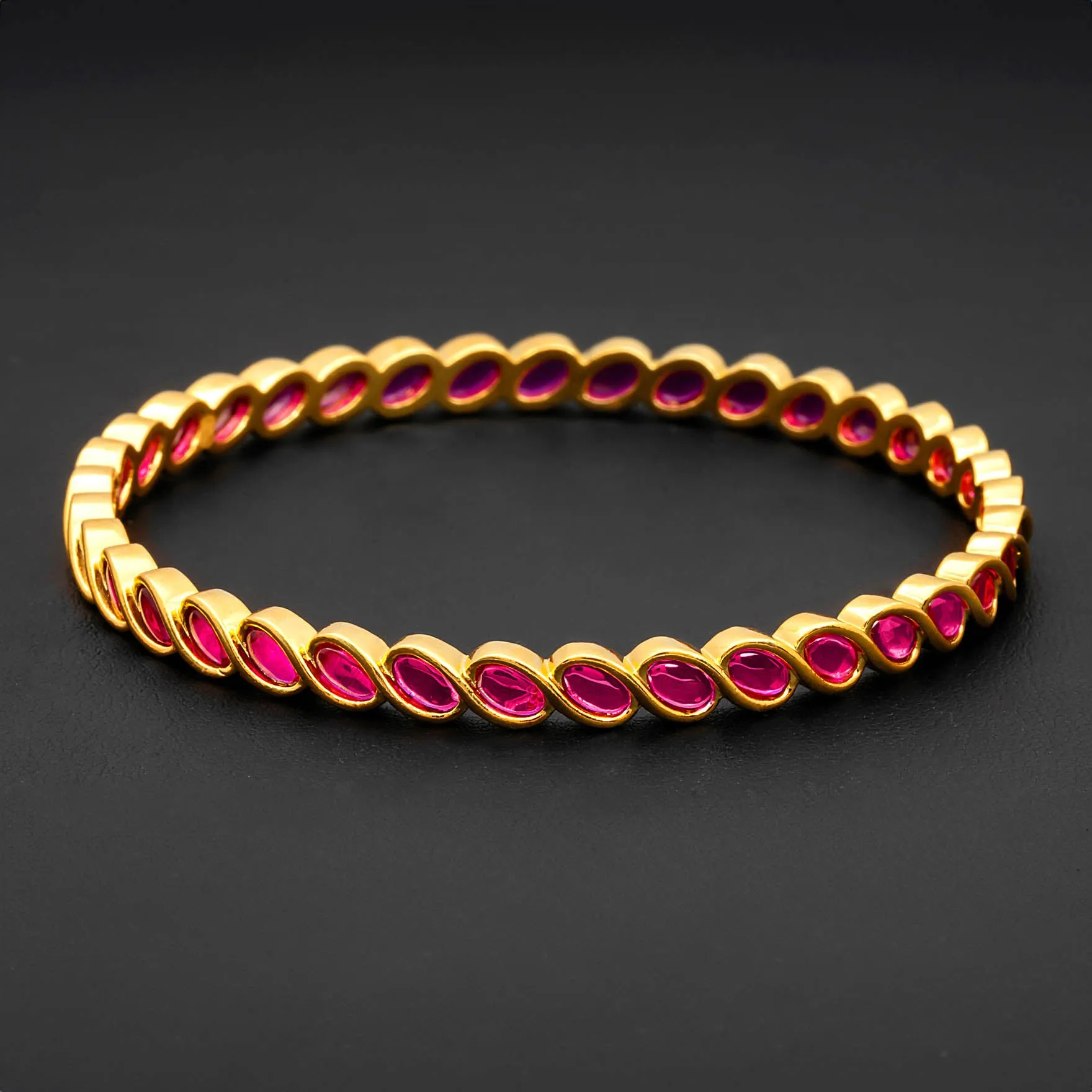 24ct Heavy Gold Plated Stone Bangle PSB4R-002