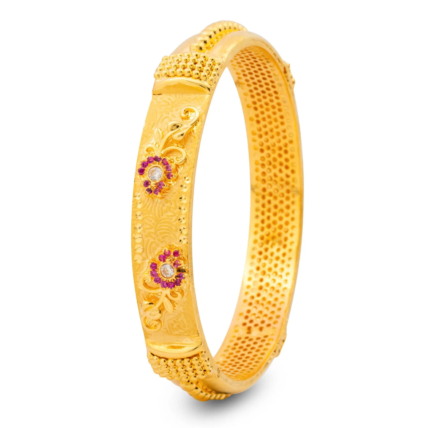 24ct Heavy Gold Plated Stone Bangle PSB7WR-004