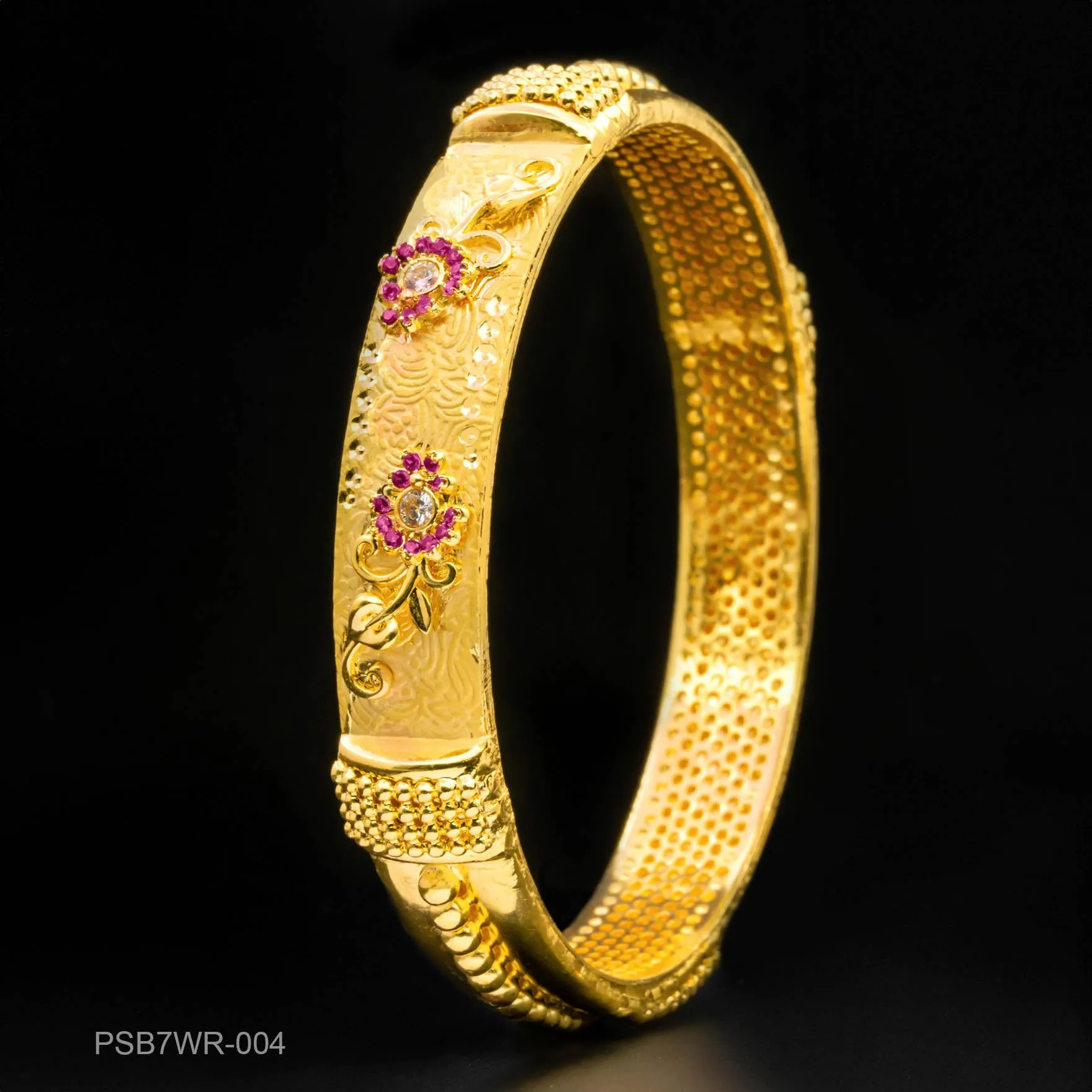 24ct Heavy Gold Plated Stone Bangle PSB7WR-004