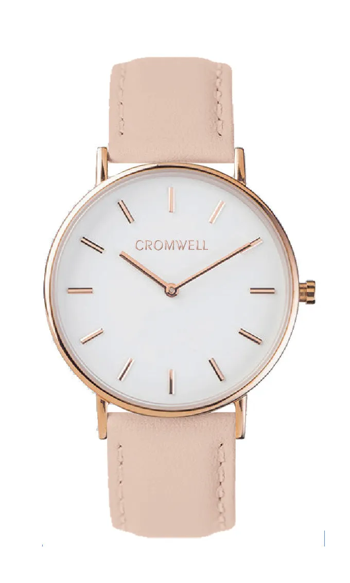 36mm "Newport" - Rose Gold Case with White Face