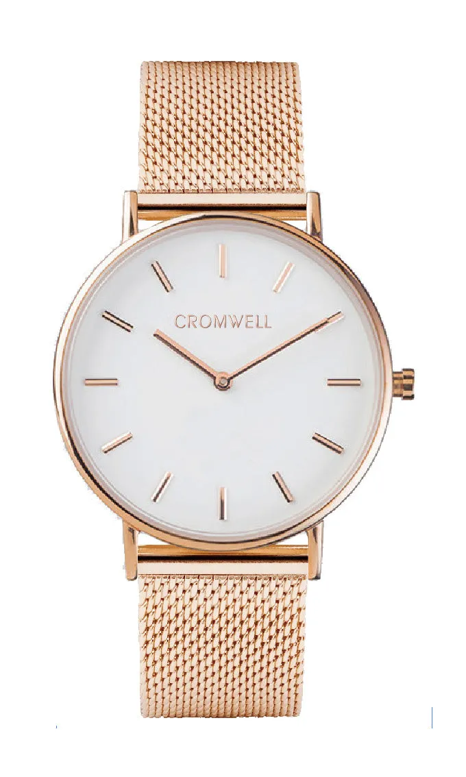 36mm "Newport" - Rose Gold Case with White Face