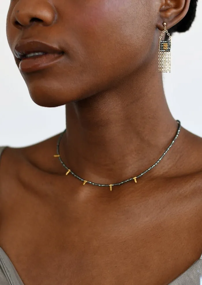 5 Drop Kisongo Necklace - SHINY GRAPHITE/GOLD