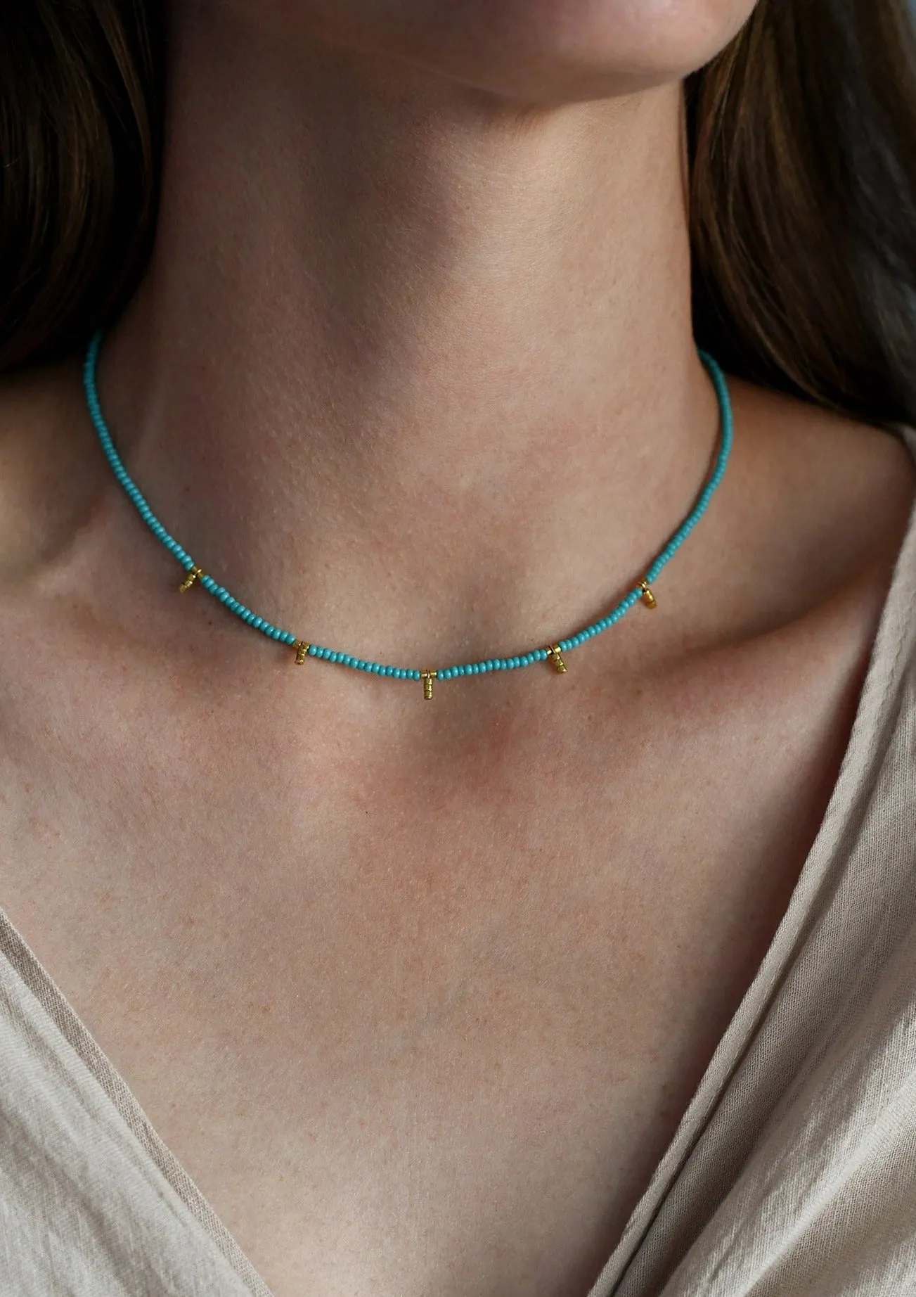 5 Drop Kisongo Necklace - TURQUOISE