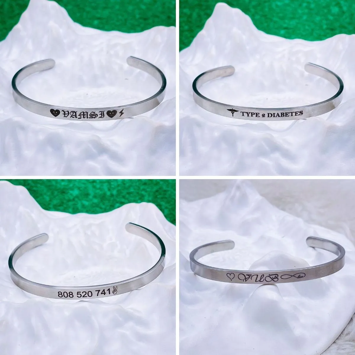 5mm Matte Finish 316 Surgical Stainless Steel Customized Personalised Laser Engraved Free Size Cuff Kada Bangle Bracelet Unisex