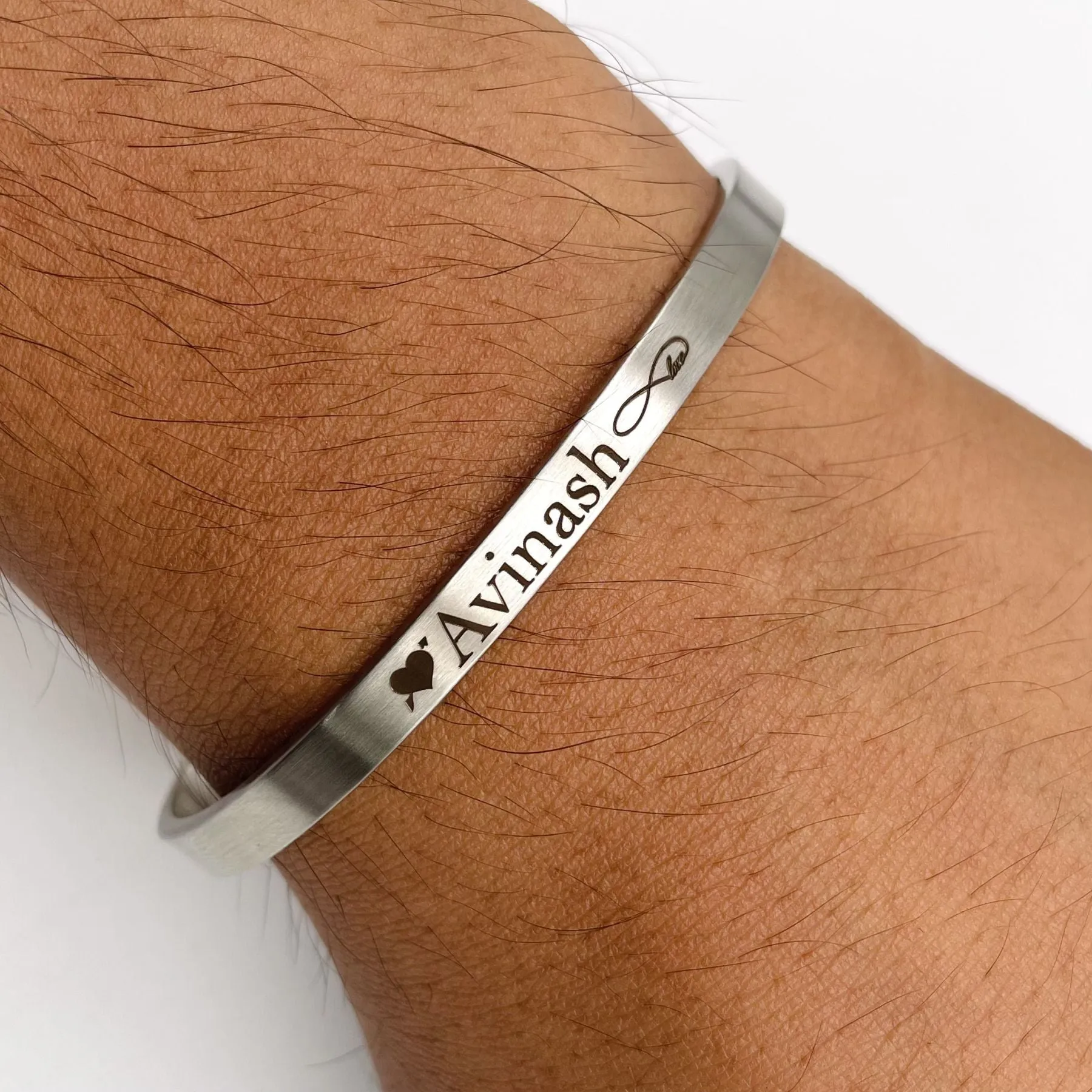 5mm Matte Finish 316 Surgical Stainless Steel Customized Personalised Laser Engraved Free Size Cuff Kada Bangle Bracelet Unisex