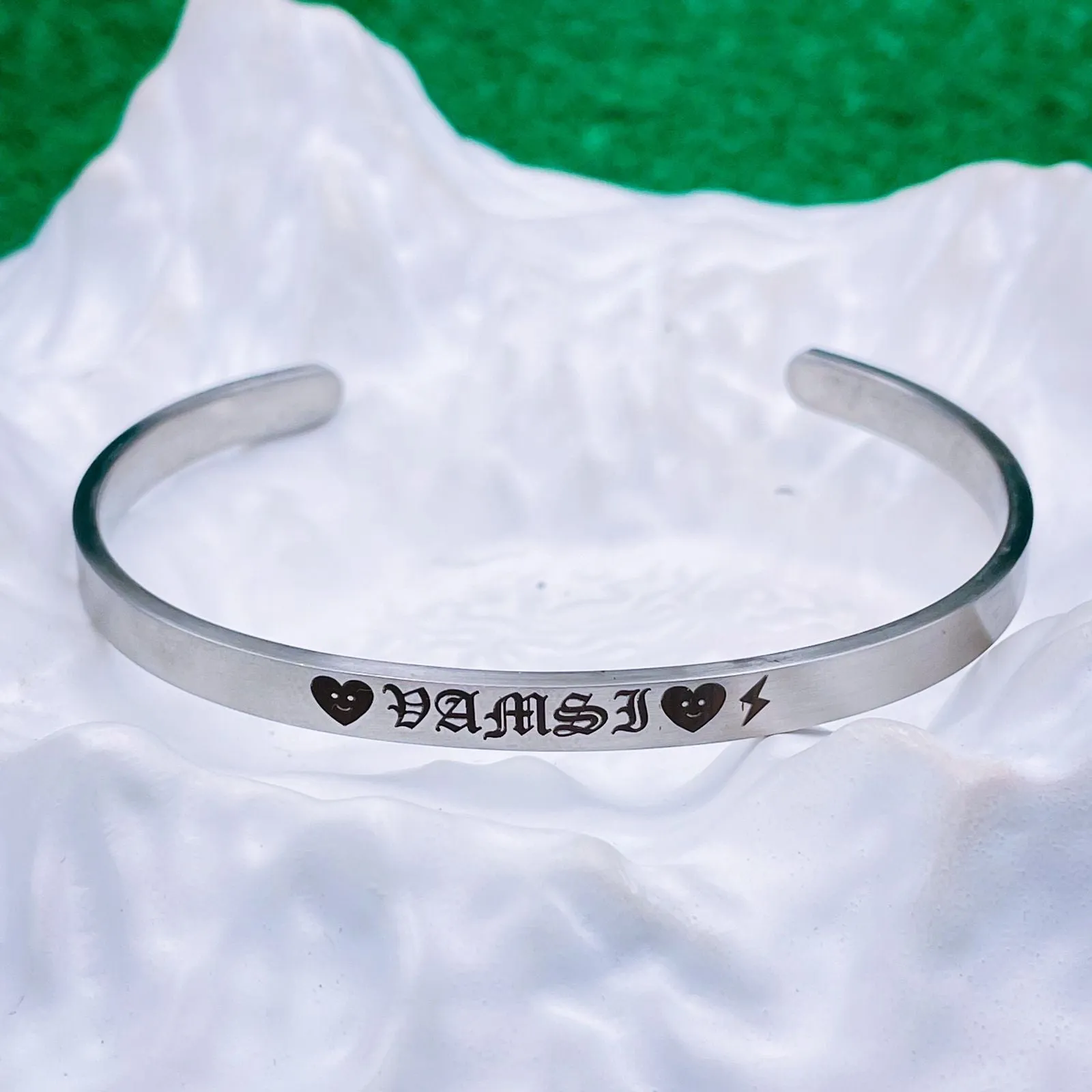 5mm Matte Finish 316 Surgical Stainless Steel Customized Personalised Laser Engraved Free Size Cuff Kada Bangle Bracelet Unisex