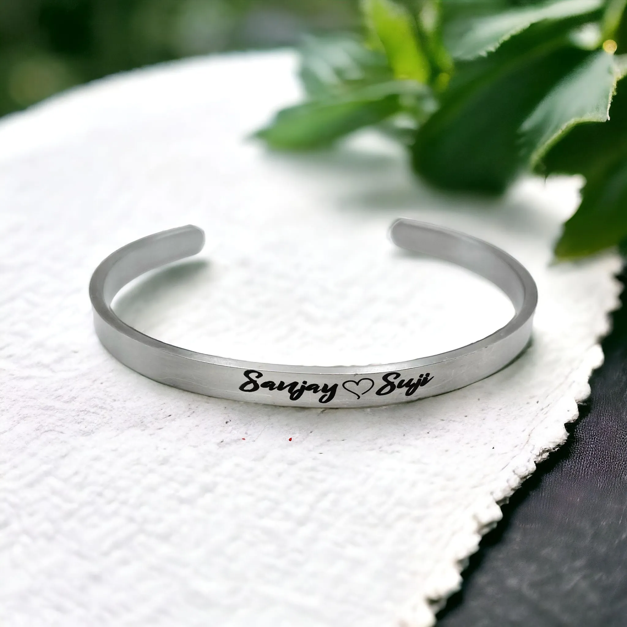 5mm Matte Finish 316 Surgical Stainless Steel Customized Personalised Laser Engraved Free Size Cuff Kada Bangle Bracelet Unisex