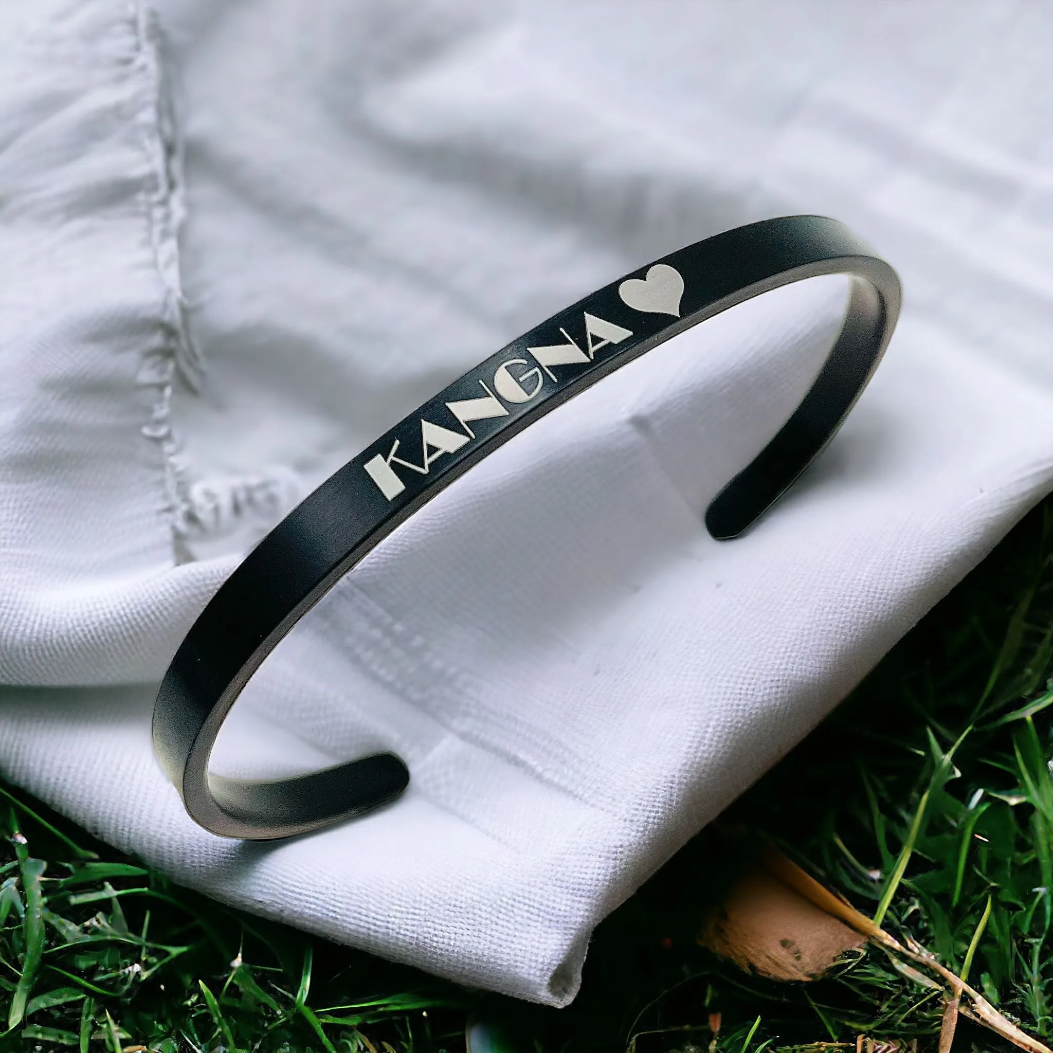 5mm Matte Finish 316 Surgical Stainless Steel Customized Personalised Laser Engraved Free Size Cuff Kada Bangle Bracelet Unisex