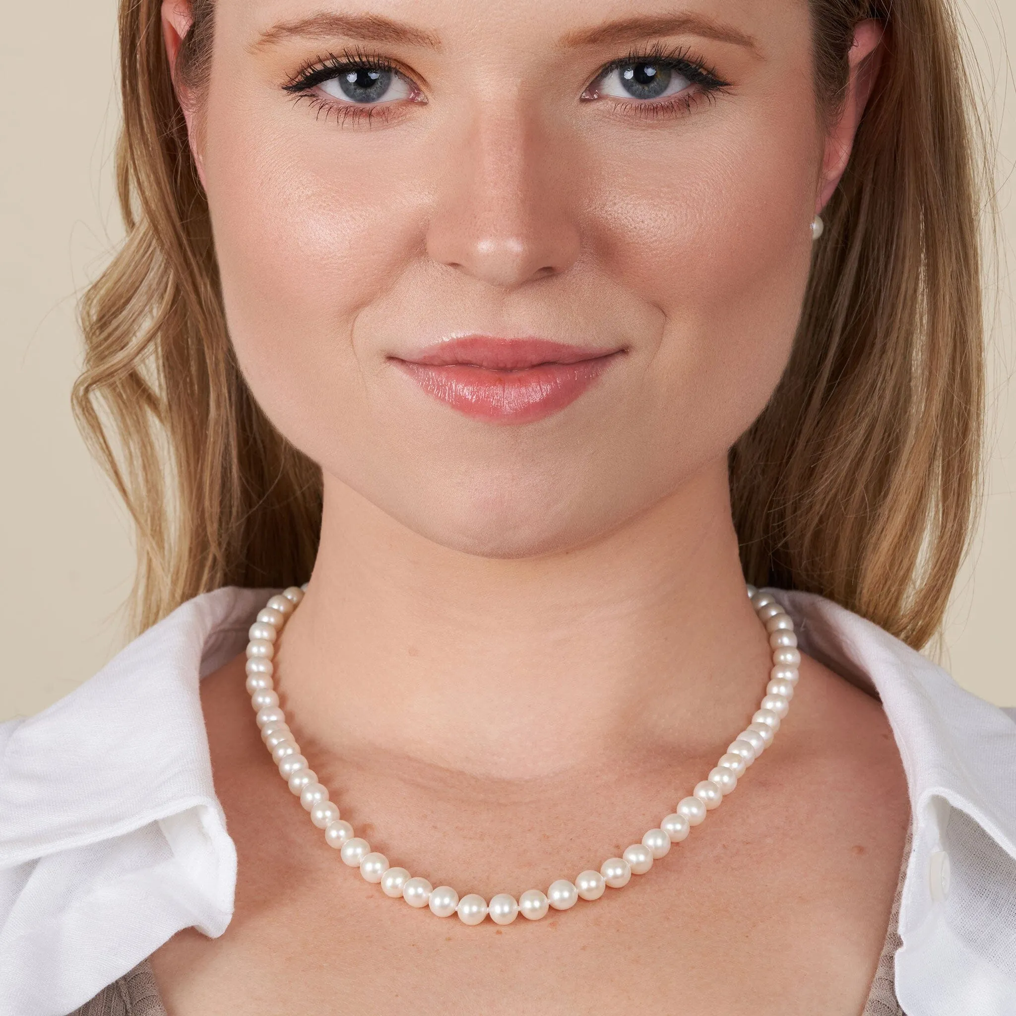 6.5-7.0 mm 18 Inch AAA White Freshwater Pearl Necklace