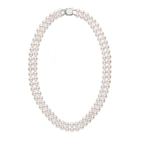 6.5-7.0 mm 18-inch Double-Strand White Akoya AA  Pearl Necklace