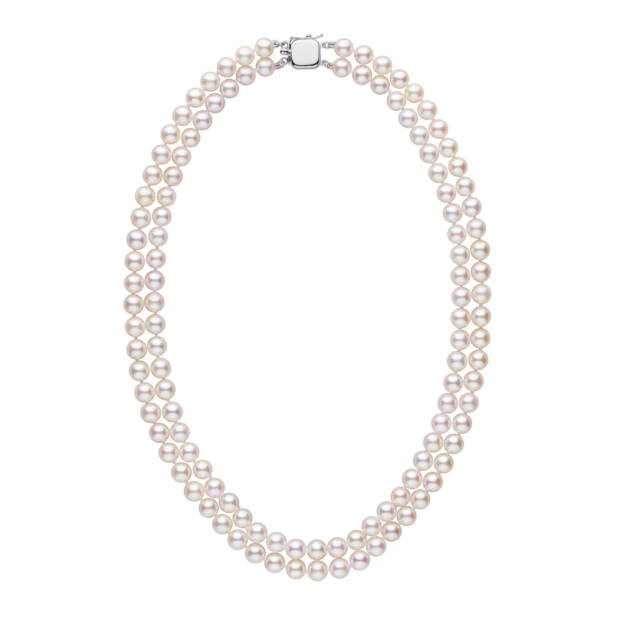 6.5-7.0 mm 18-inch Double-Strand White Akoya AA  Pearl Necklace