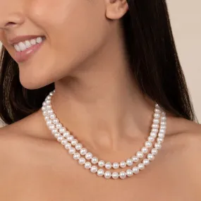 7.5-8.0 mm Double Strand AA  White Freshwater Pearl Necklace