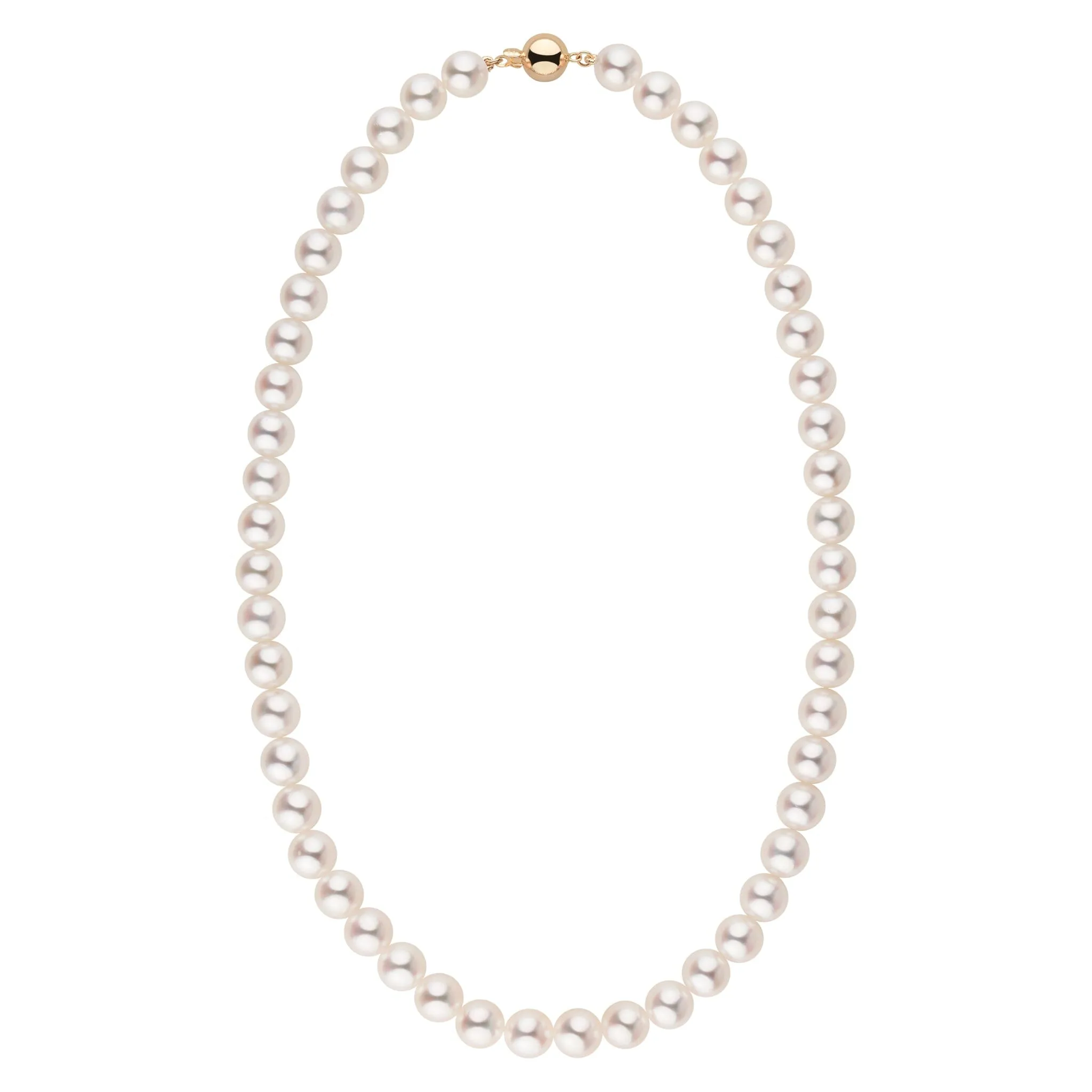 8.0-8.5 mm 18 Inch AAA Bright White Silver Rose Tone Akoya Pearl Necklace