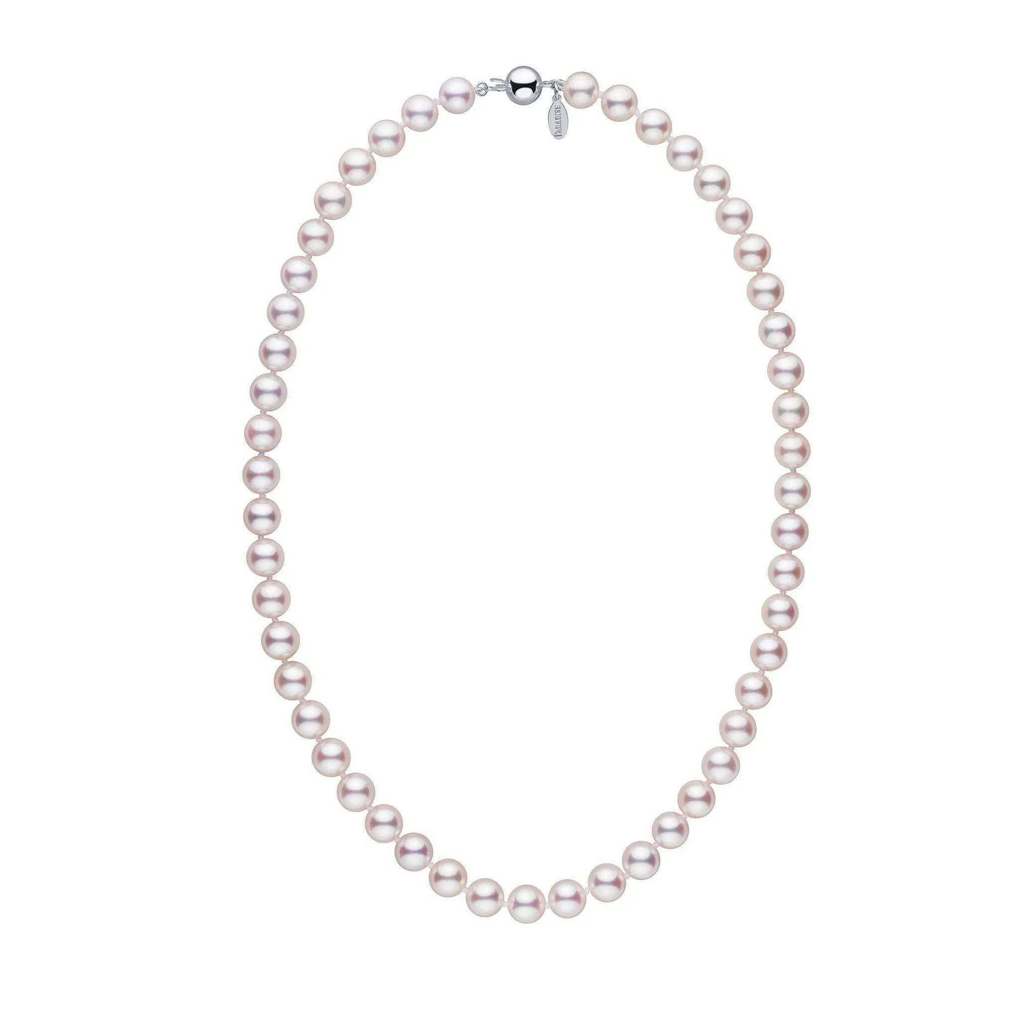 8.0-8.5 mm 18 inch White Hanadama Akoya Pearl Necklace