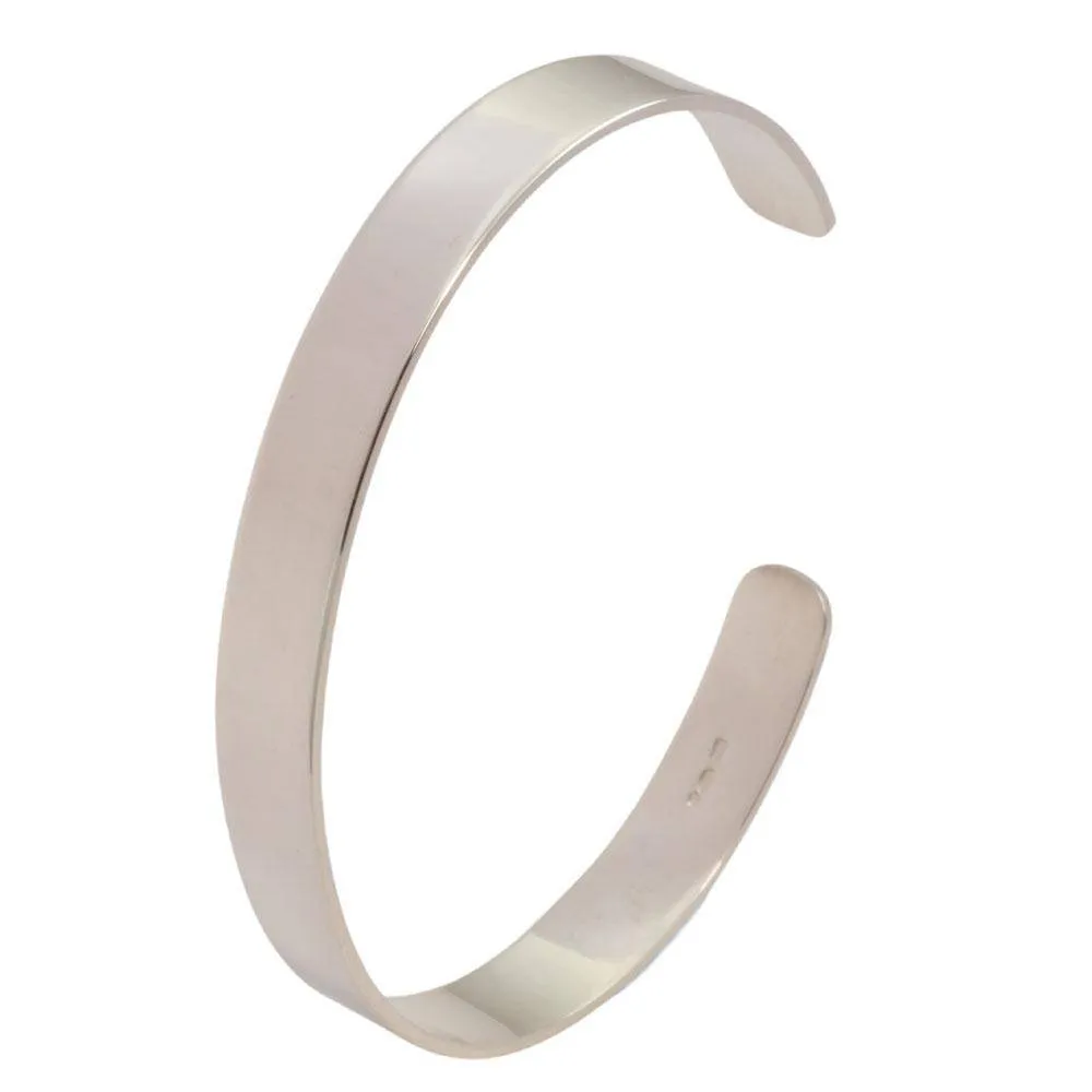 8mm Wide Ladies Silver Polished Cuff Bracelet