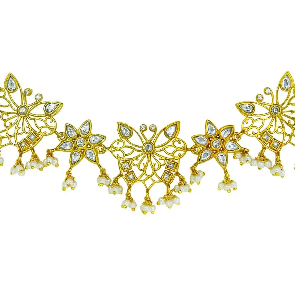 92.5 Silver Three Butterflies Choker