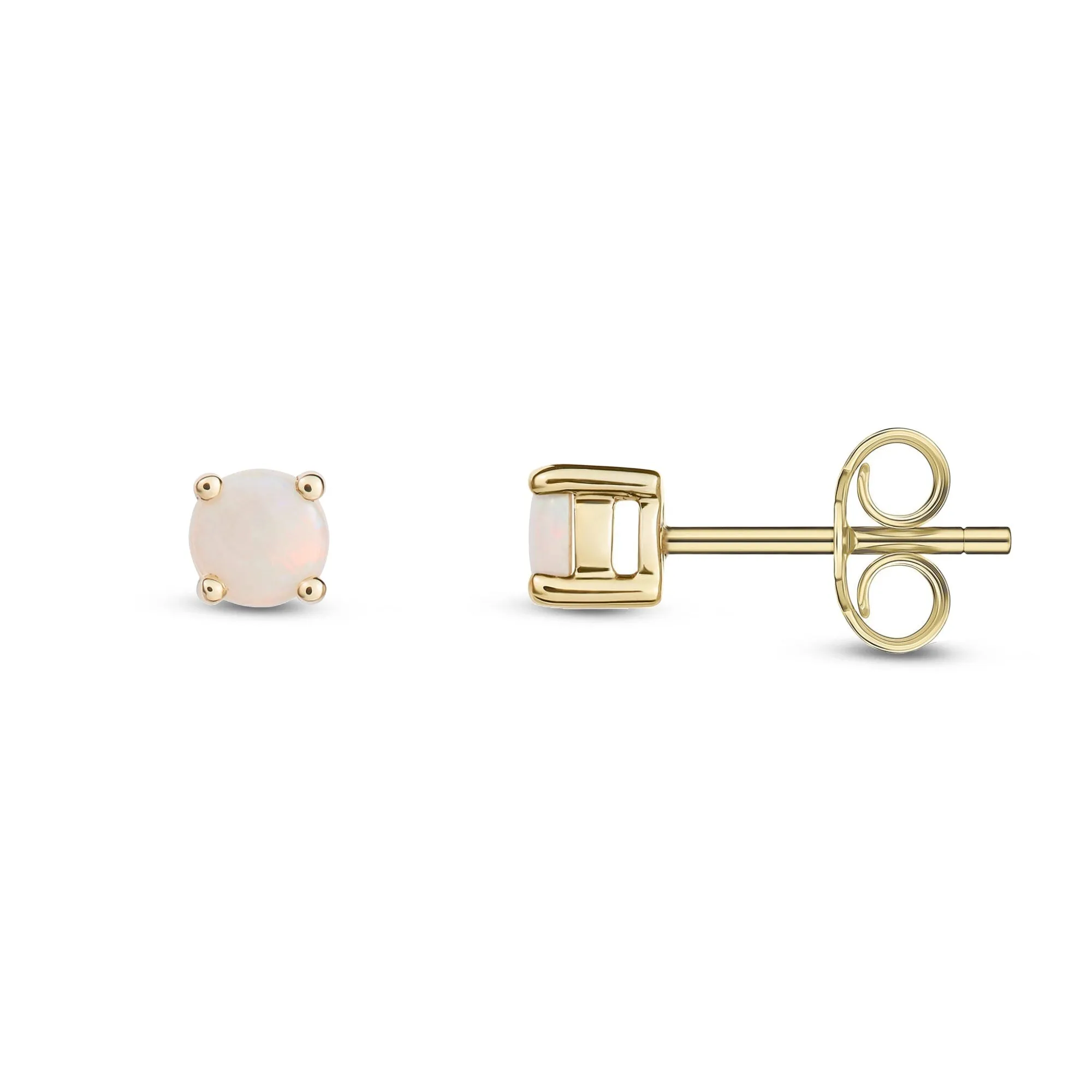 9ct Yellow Gold Opal 4mm Stud Earrings