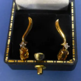 9cy Gold Citrine Drop Earrings