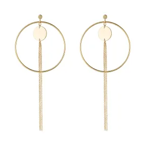 9kt Gold Circle & Tassel Earrings