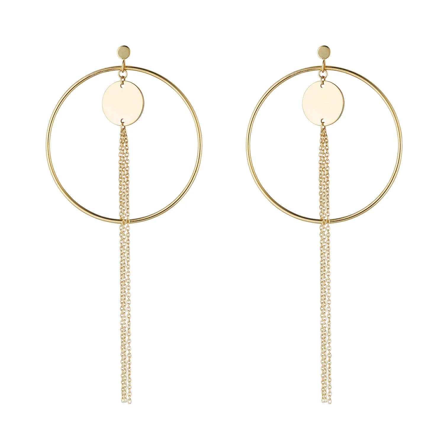 9kt Gold Circle & Tassel Earrings