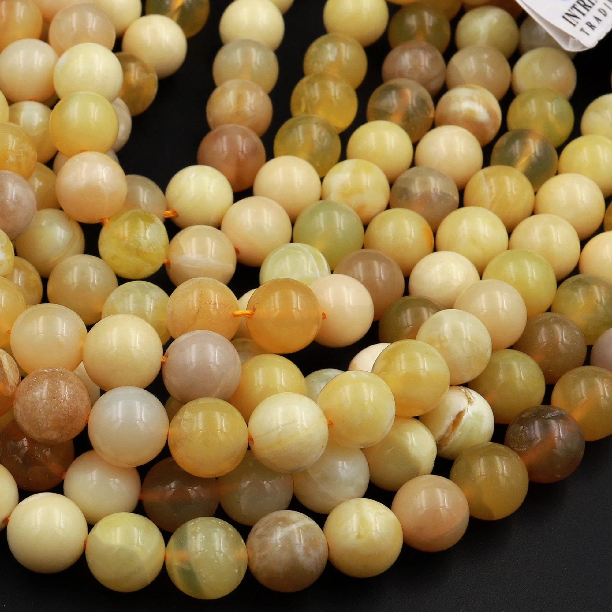 AA Natural Yellow Opal Smooth Round Beads 6mm 8mm 10mm 15.5" Strand