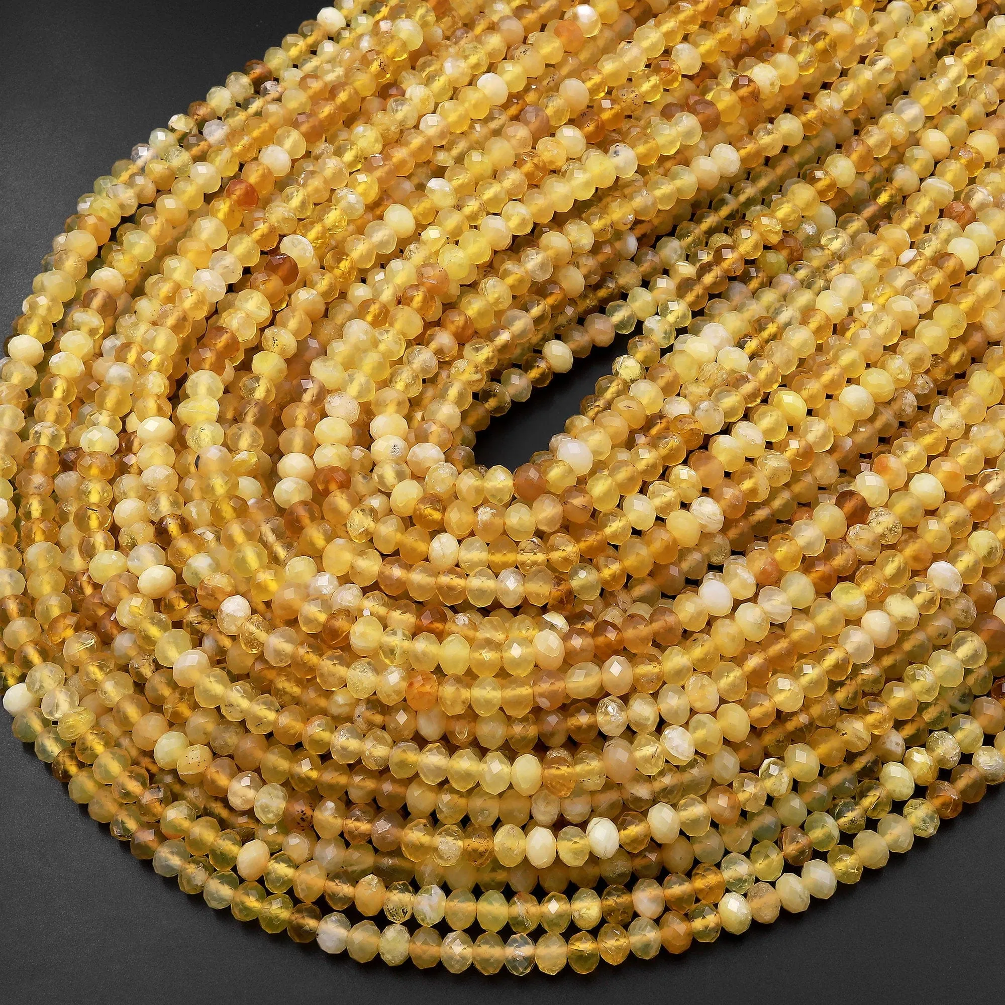 AAA Faceted Natural African Golden Yellow Opal 4mm 5mm Rondelle Beads 15.5" Strand