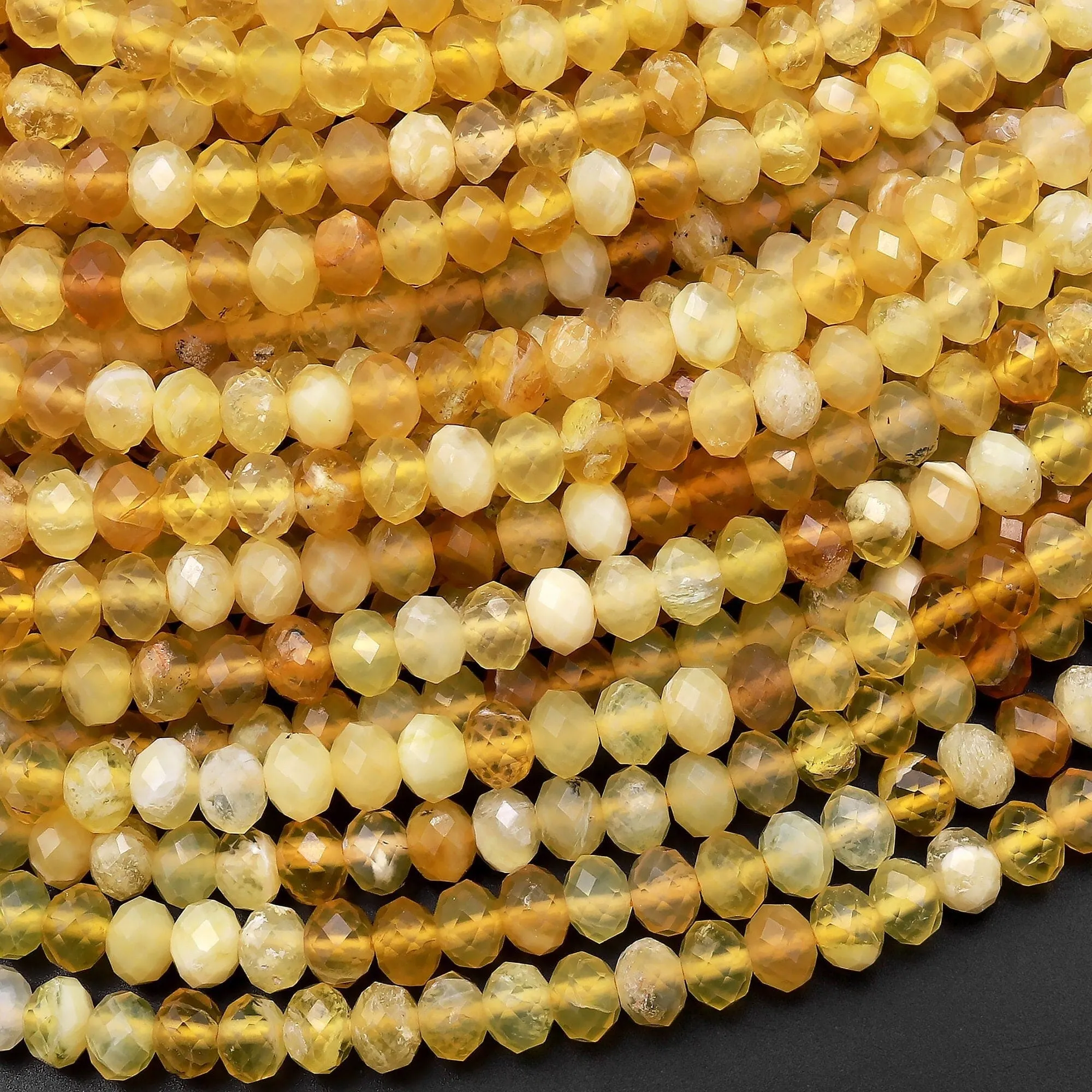 AAA Faceted Natural African Golden Yellow Opal 4mm 5mm Rondelle Beads 15.5" Strand