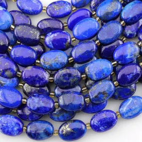 AAA Genuine 100% Natural Blue Lapis 10x14mm Oval Beads 15.5" Strand