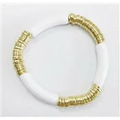 Acrylic Tube & Gold Disk Bead Bracelet