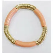 Acrylic Tube & Gold Disk Bead Bracelet