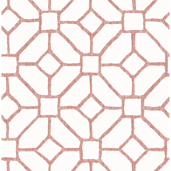 Addis Coral Trellis Wallpaper  | Brewster Wallcovering