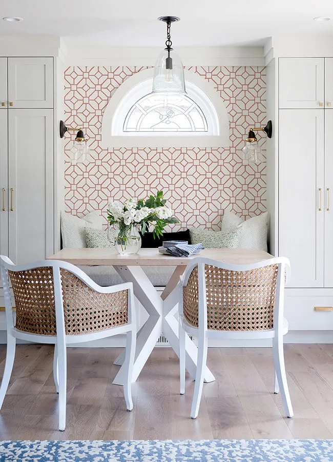 Addis Coral Trellis Wallpaper  | Brewster Wallcovering